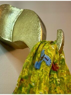 Vintage Solid Brass Wall Hook Sculptural 
Modern Coat Hook Heavy Cast
